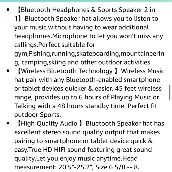 EDYELL Bluetooth Wireless Smart Speakerphone Cap - Picture 6 of 14